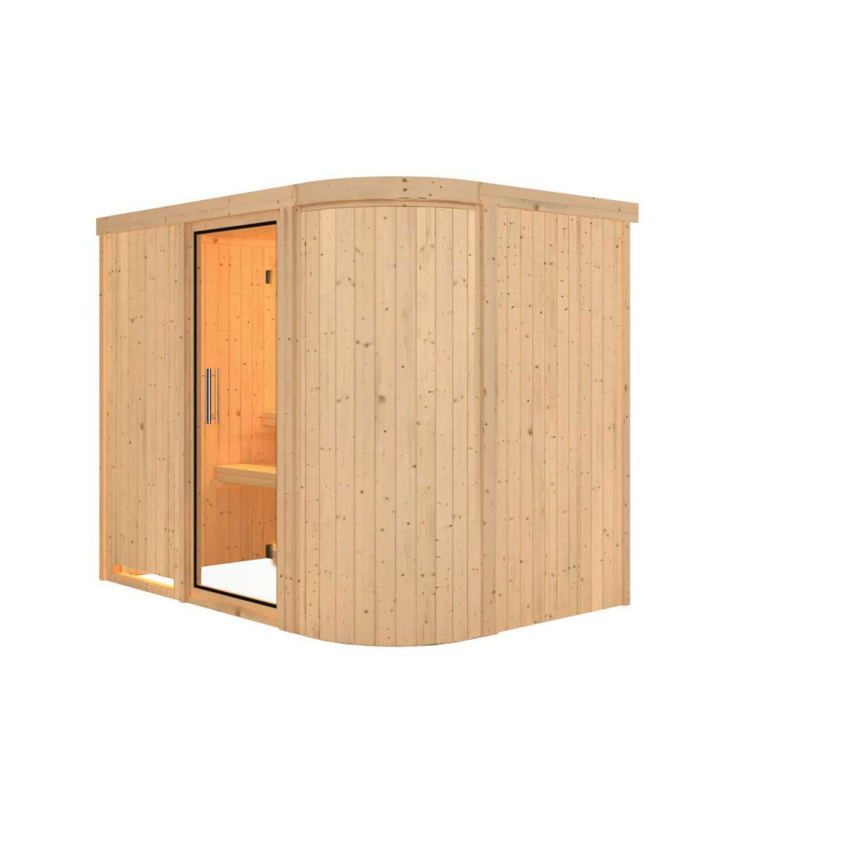 Karibu Sauna Titania 4 Fronteinstieg ohne Ofen kein Kranz Klarglas-Tür Bild 1