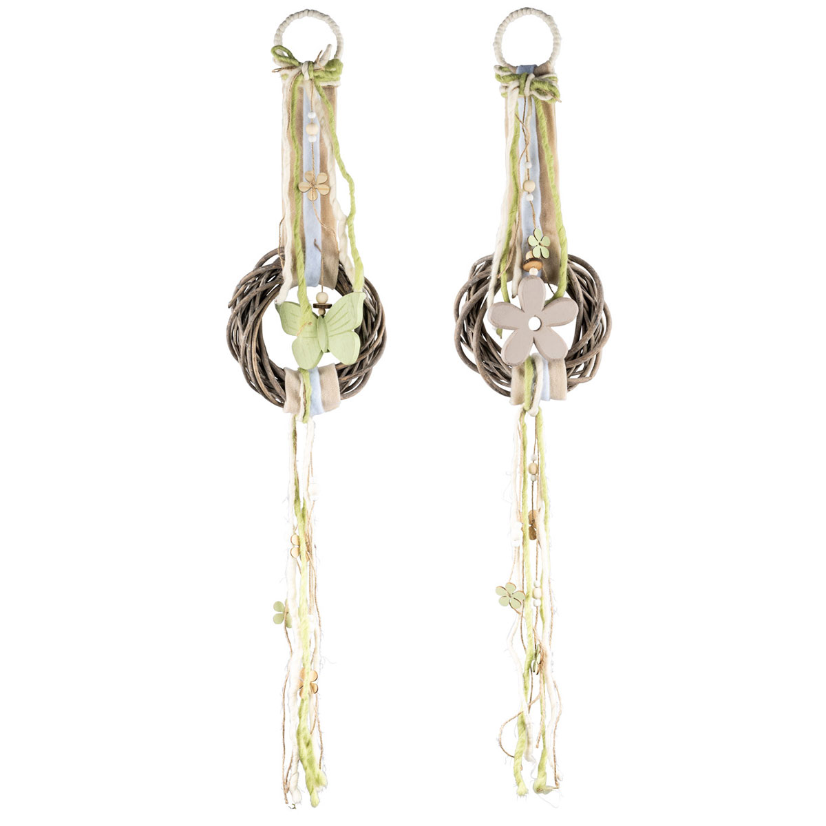 Rattankranz mit Filzband 98 x 21 x 4,5 cm grün