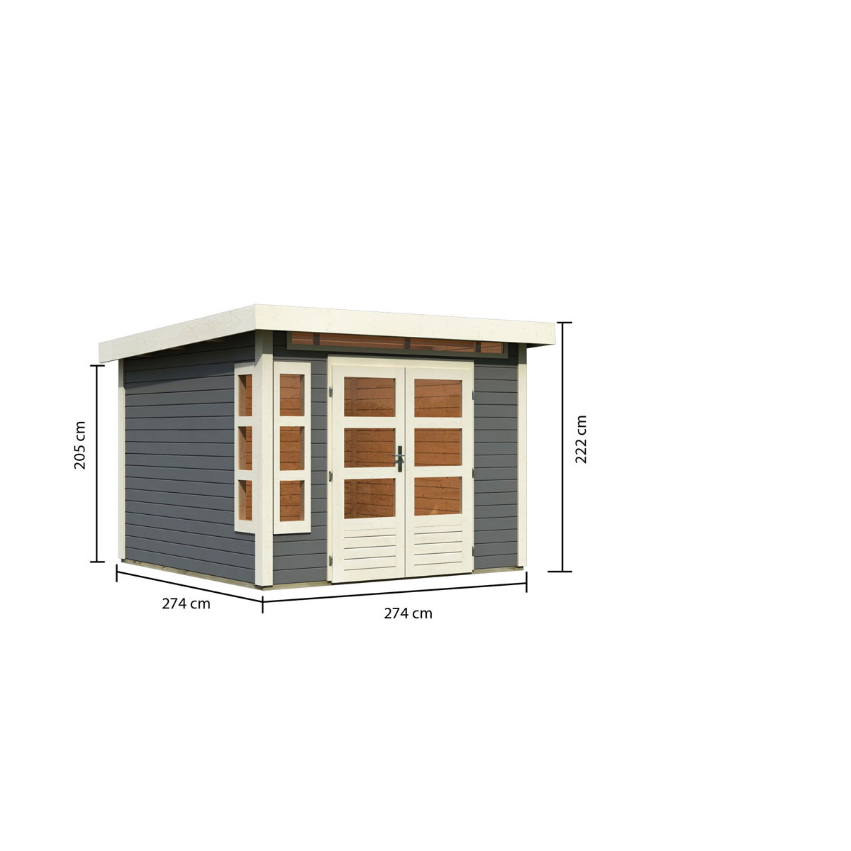 Karibu  Blockbohlenhaus Kastorf 6 terragrau Bild 2