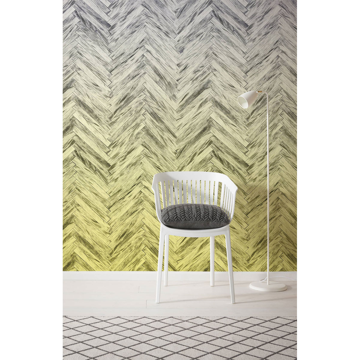 Komar  Vlies Fototapete Herringbone Yellow 400x250 cm