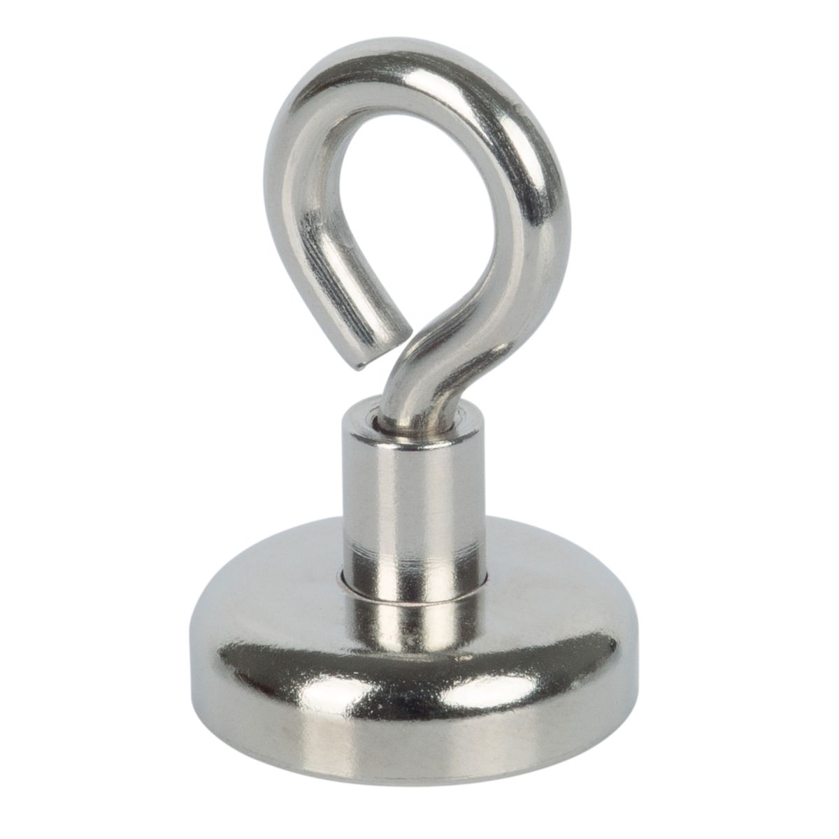 Suki Topfmagnet Neodym mit Öse Ø 20 x 37 mm, Gewindebuchse M4, silber