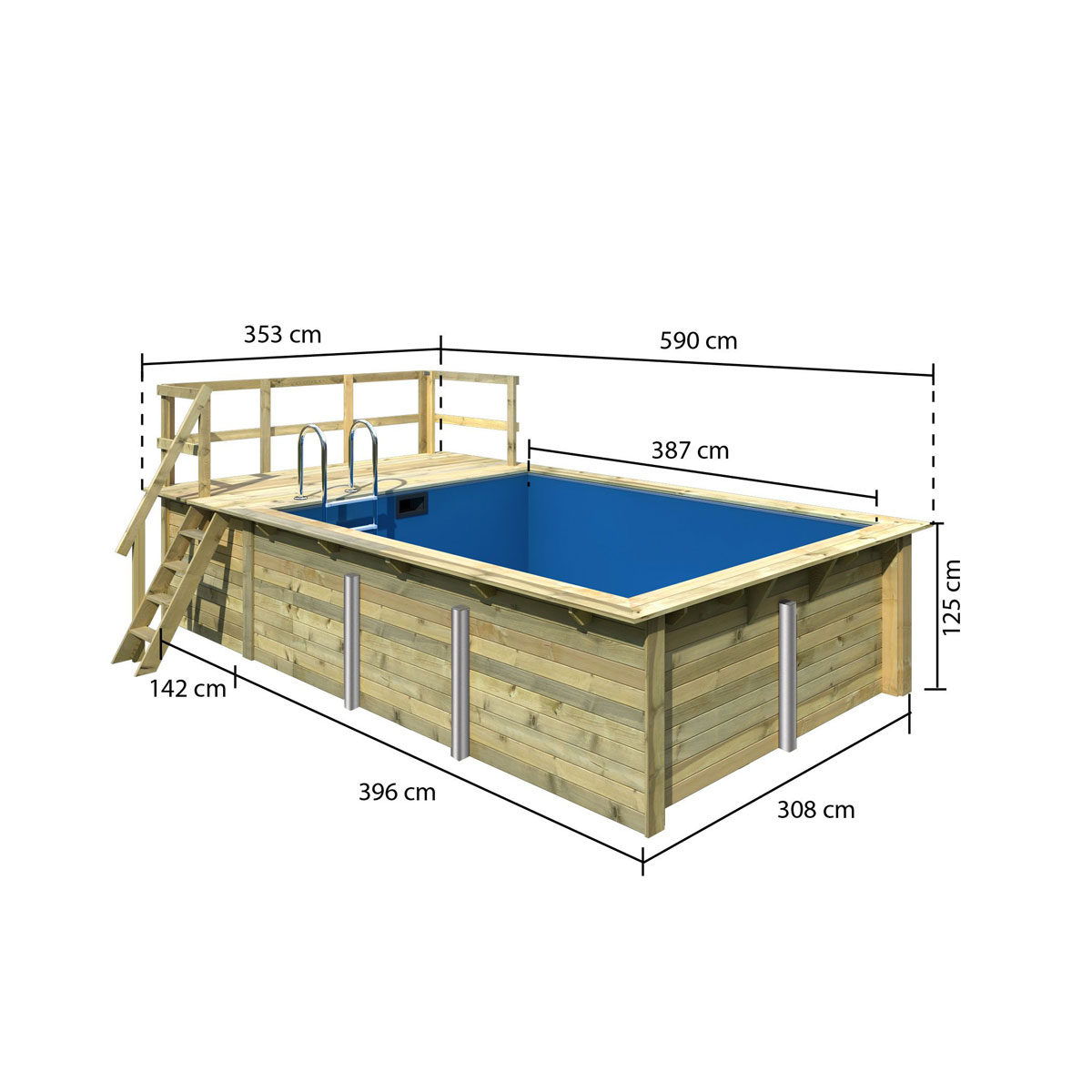 Karibu Pool Größe 2 44 mm inkl Terrasse Bild 2