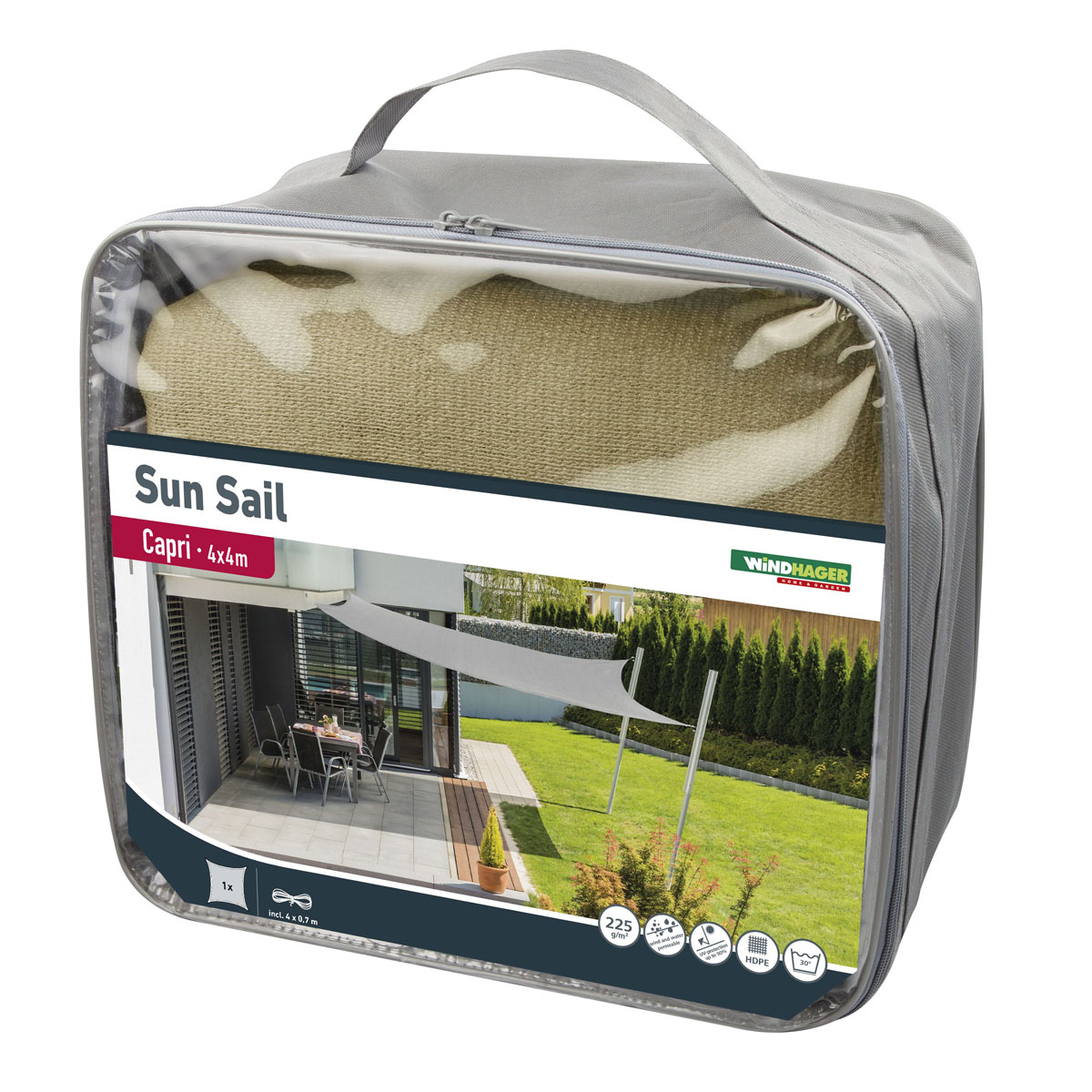 Viereck-Segel Capri 4 x 4 m champagner Bild 4