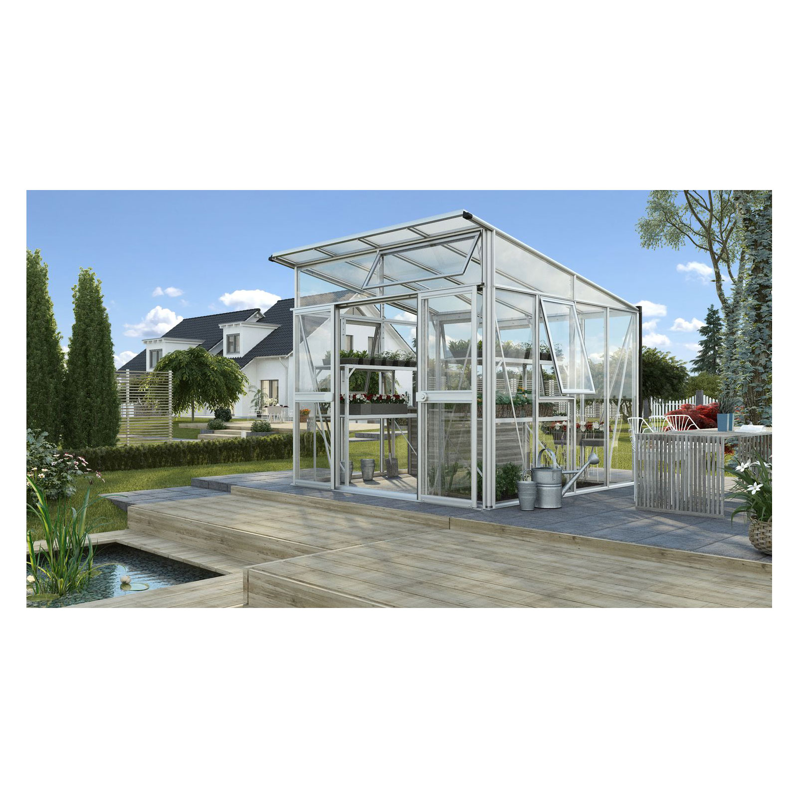 Vitavia Gewächshaus Aura 7800 7,8m² 3 mm Hohlkammerplatten silber