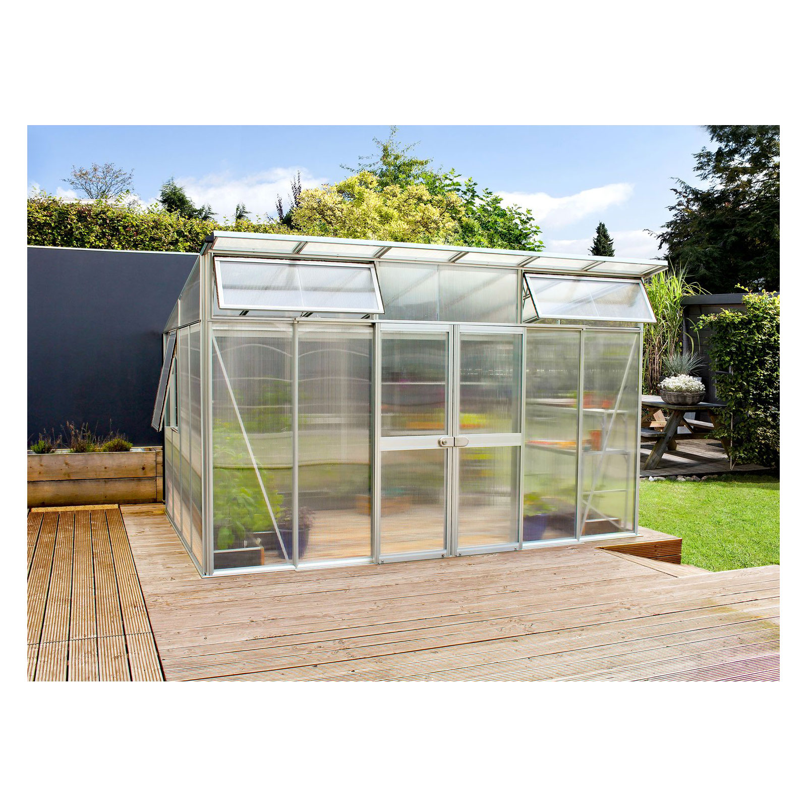 Vitavia Gewächshaus Aura 11500 11,5m² 10 mm Hohlkammerplatten silber