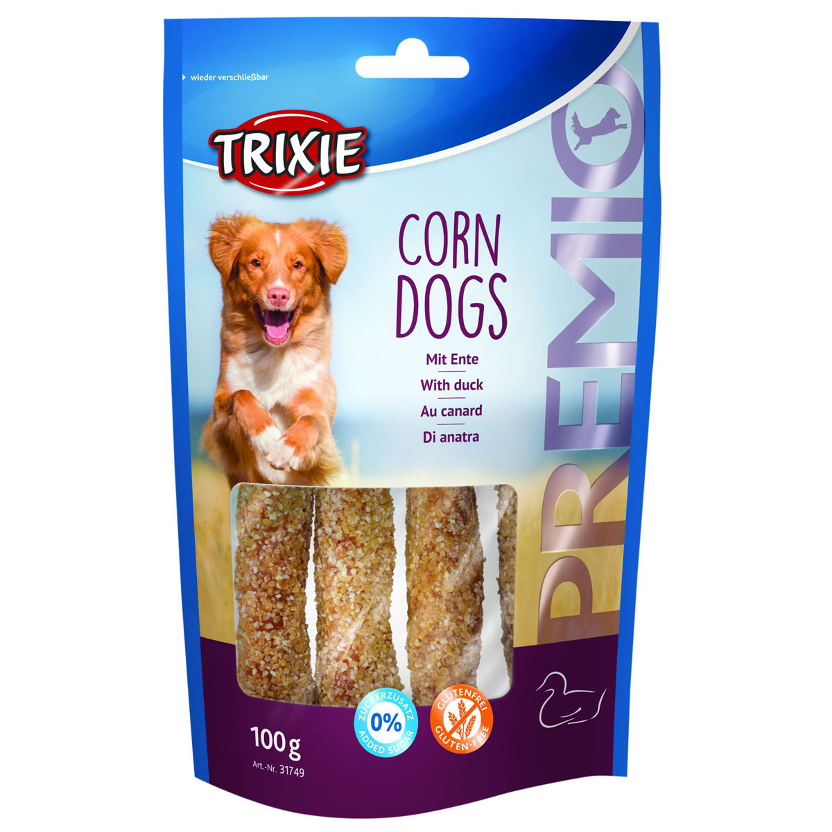 Trixie Premio Corn Dogs mit Ente 4St 100g
