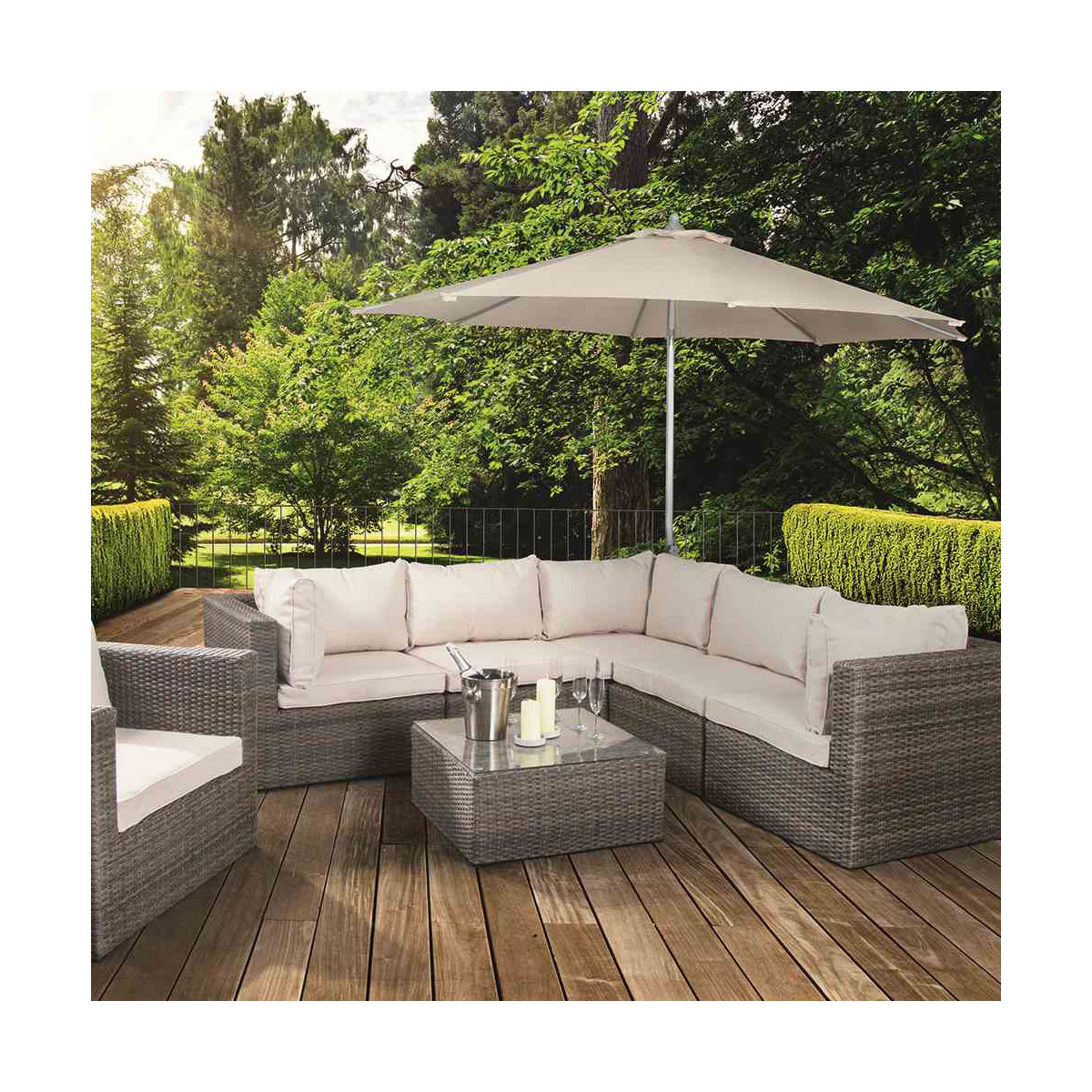 Siena Garden Mittelstockschirm Alu-Push Pro Durchmesser 300 cm silber/grau Bild 6