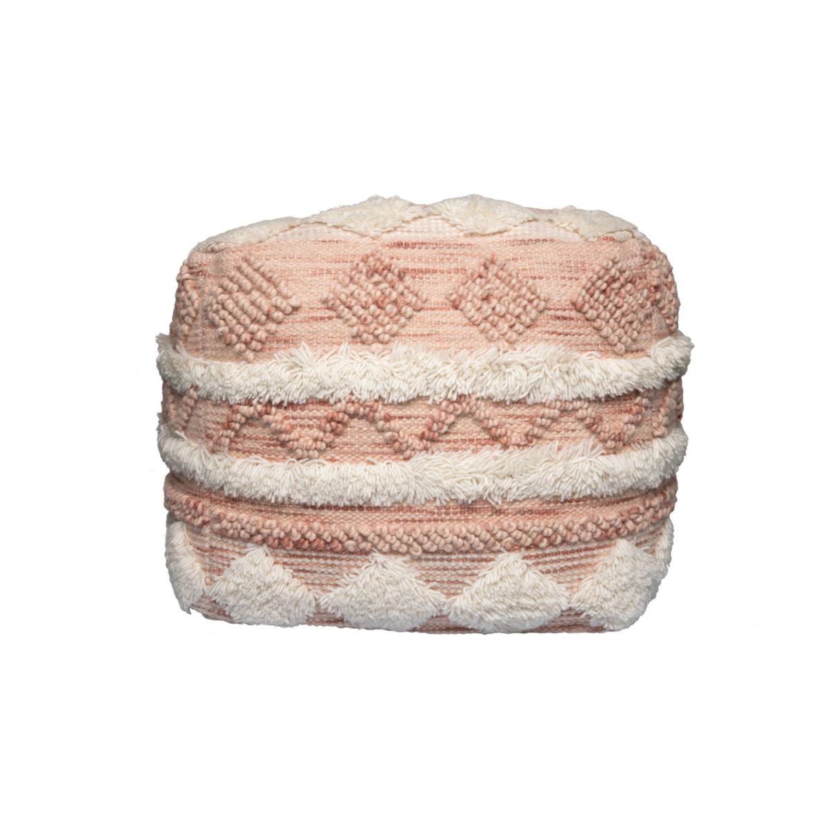 Pouf Hocker Bohist 225 rosa creme 50x50cm