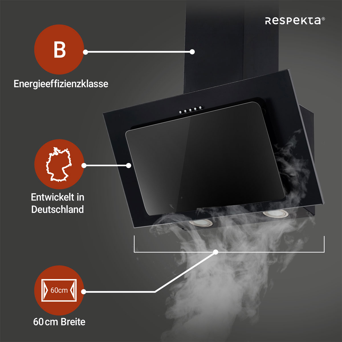 Respekta Schraeghaube EEK:B schwarz 60cmCH33060SB Bild 3