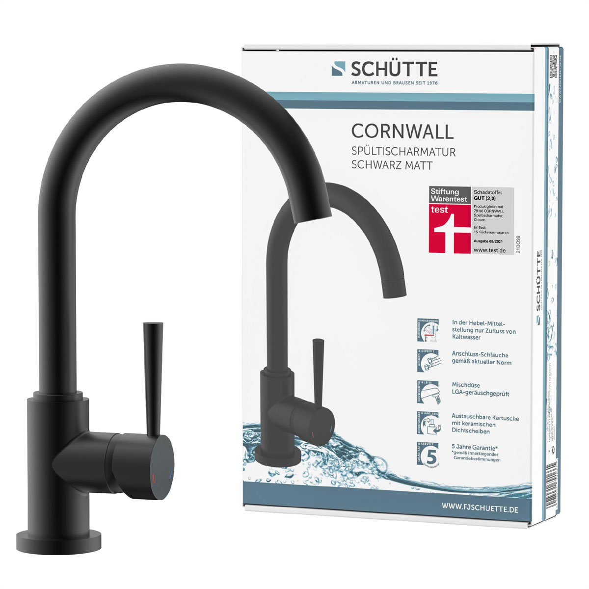 Schütte Spültischarmatur Cornwall Schwarz matt Bild 3