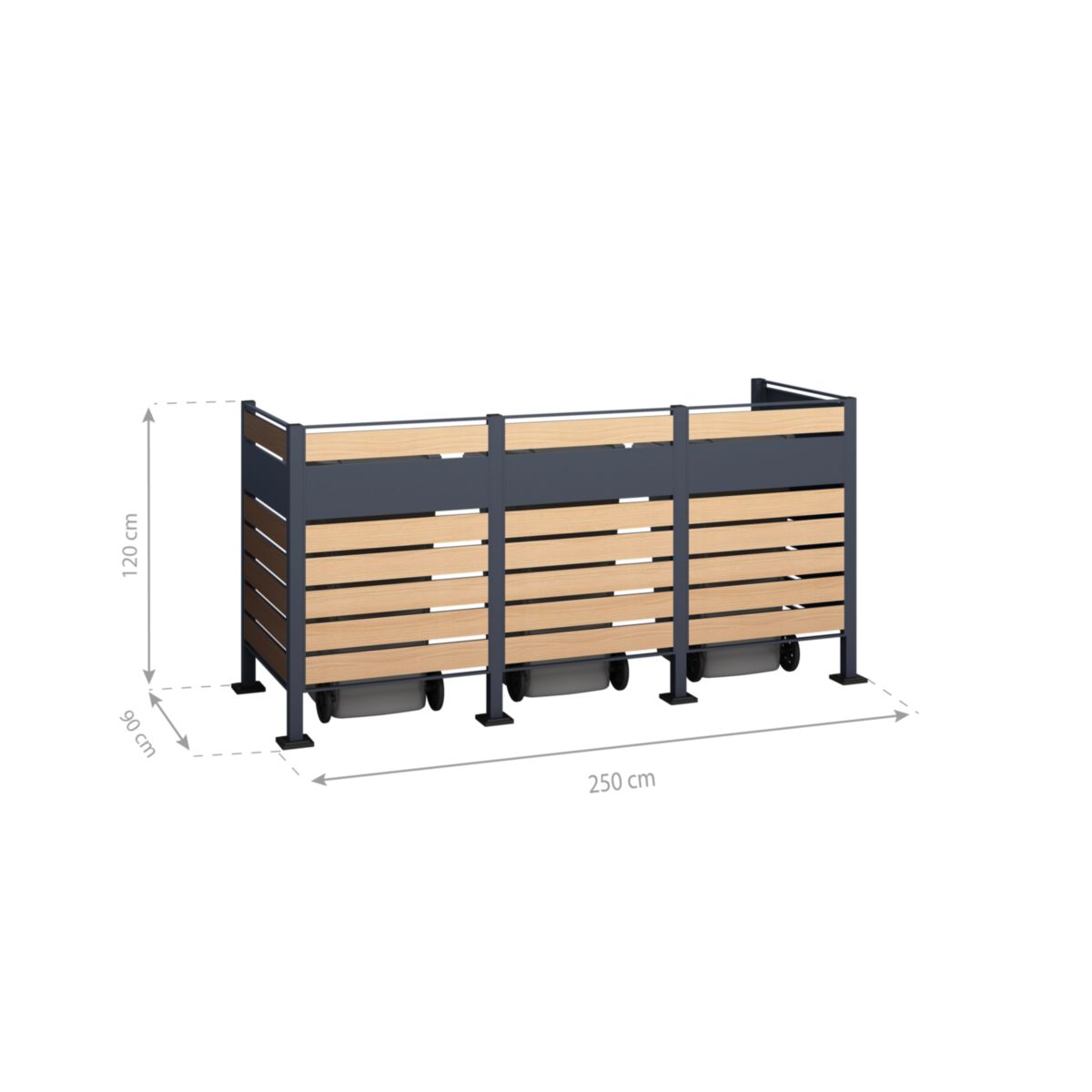 Westmann Mülltonnenverkleidung Planum 3x 240 L 1er Box 90x250x120 cm Bild 7