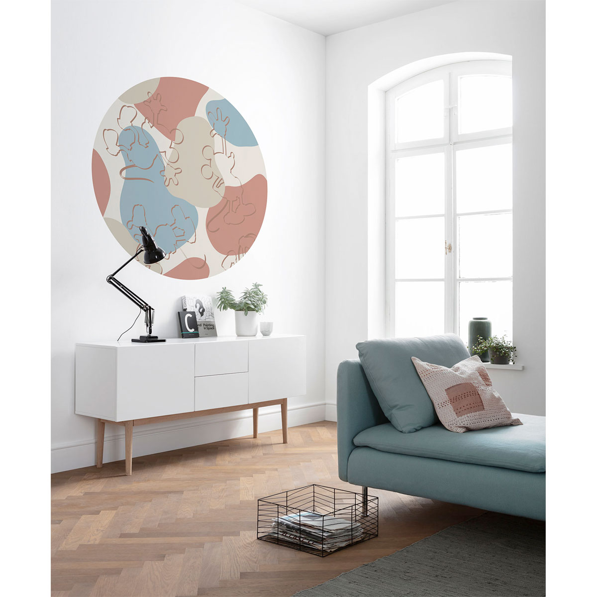 Komar  Selbstklebende Vlies Fototapete rund Mickey Terra Bubbles Durchmesser 125 cm