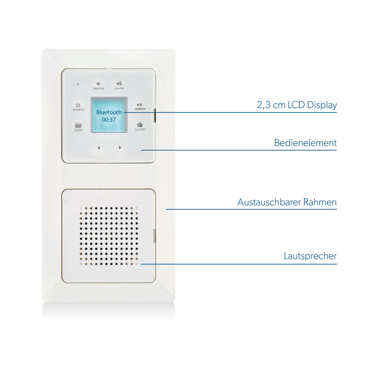 Unitec Unterputz-Radio mit Touchfunktion und Bluetooth weiß Bild 4