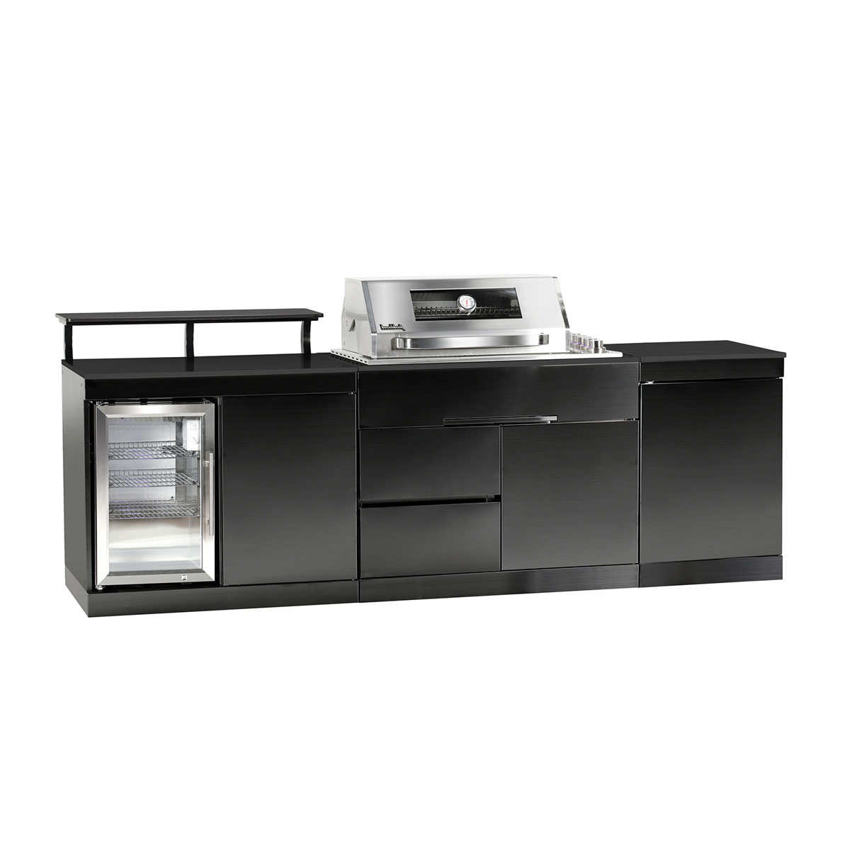 Buschbeck Outdoorküche Brighton schwarzer Edelstahl mit schwarzer Marmorplatte