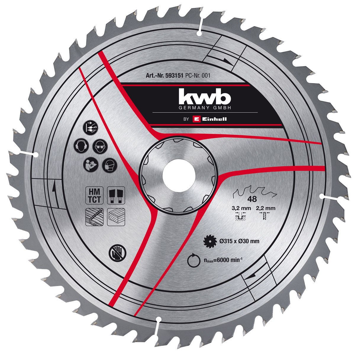 Einhell Sägeblatt HM Durchmesser 315 x 30 x 3,2 mm Z48