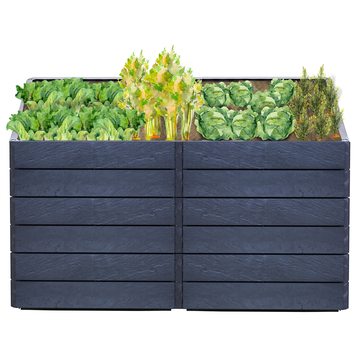 Garantia  Hochbeet Ergo Quadro 2 L 75 Stone, inkl. FLORA Wassersparsystem