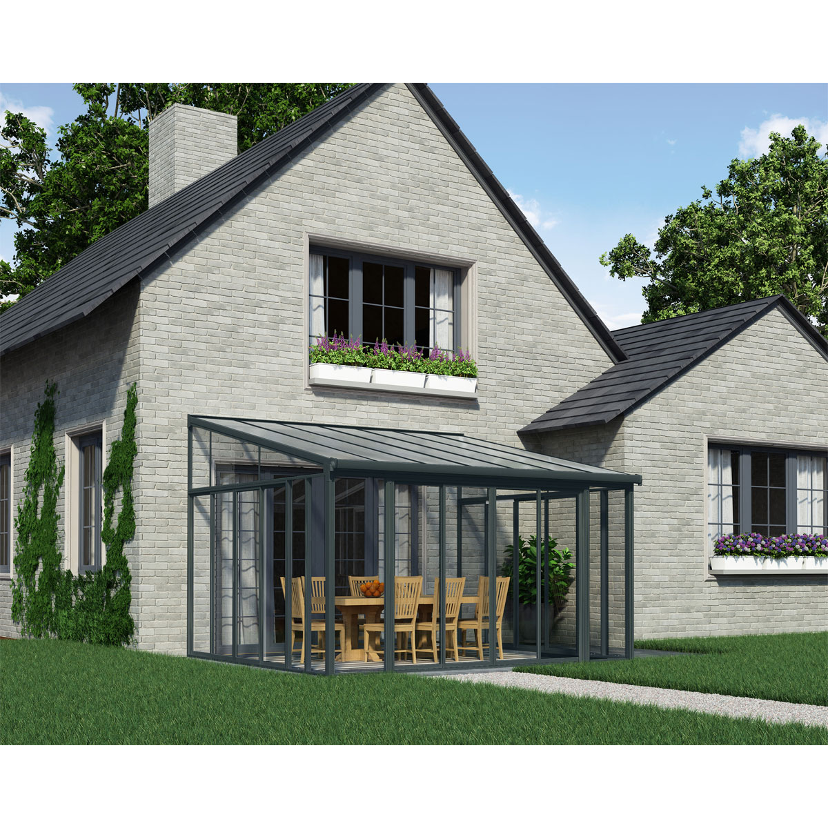 Palram Canopia SanRemo Alu Wintergarten Polycarbonat 4x4,4 m grau Bild 2