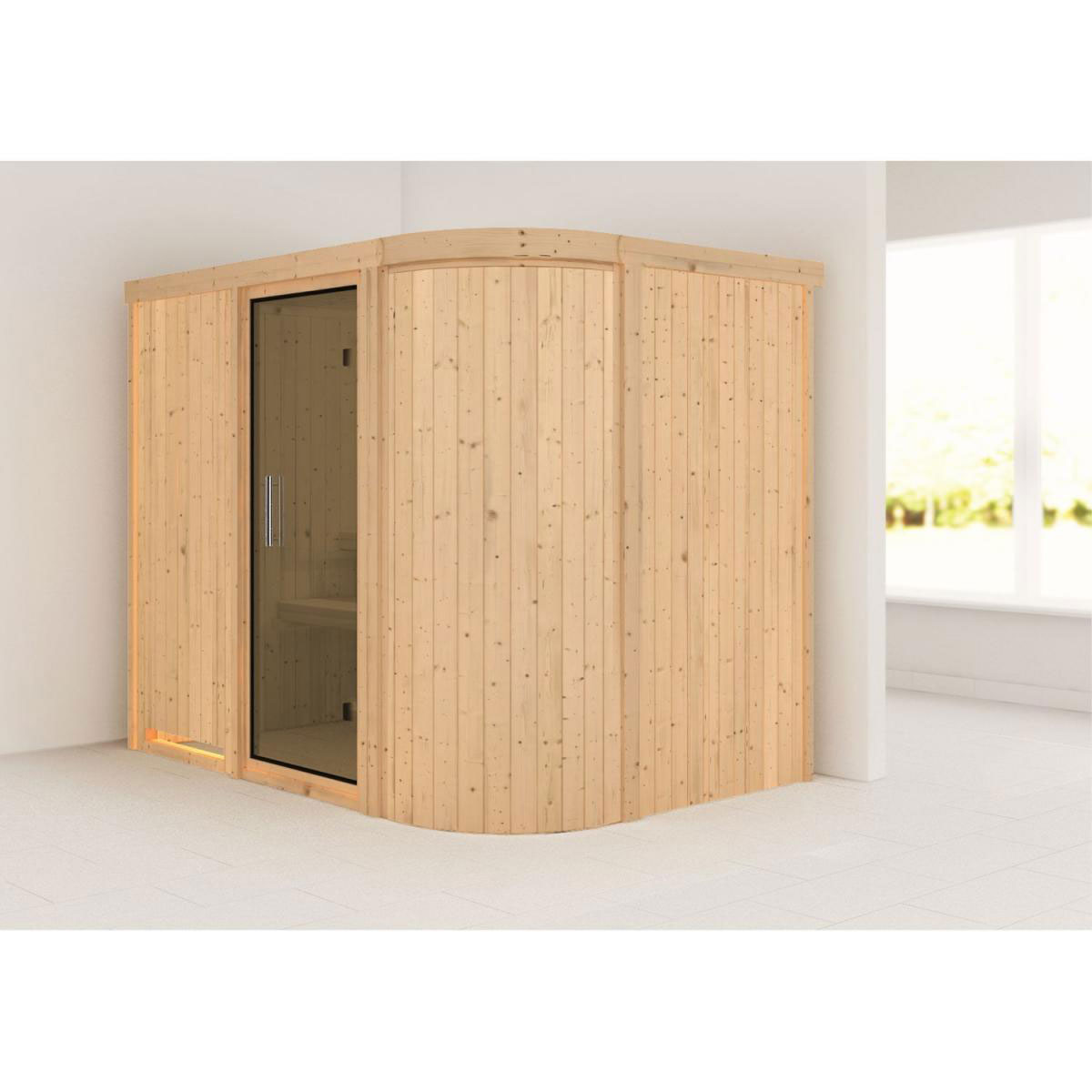 Karibu Sauna Titania 4 Fronteinstieg ohne Ofen kein Kranz Klarglas-Tür Bild 4