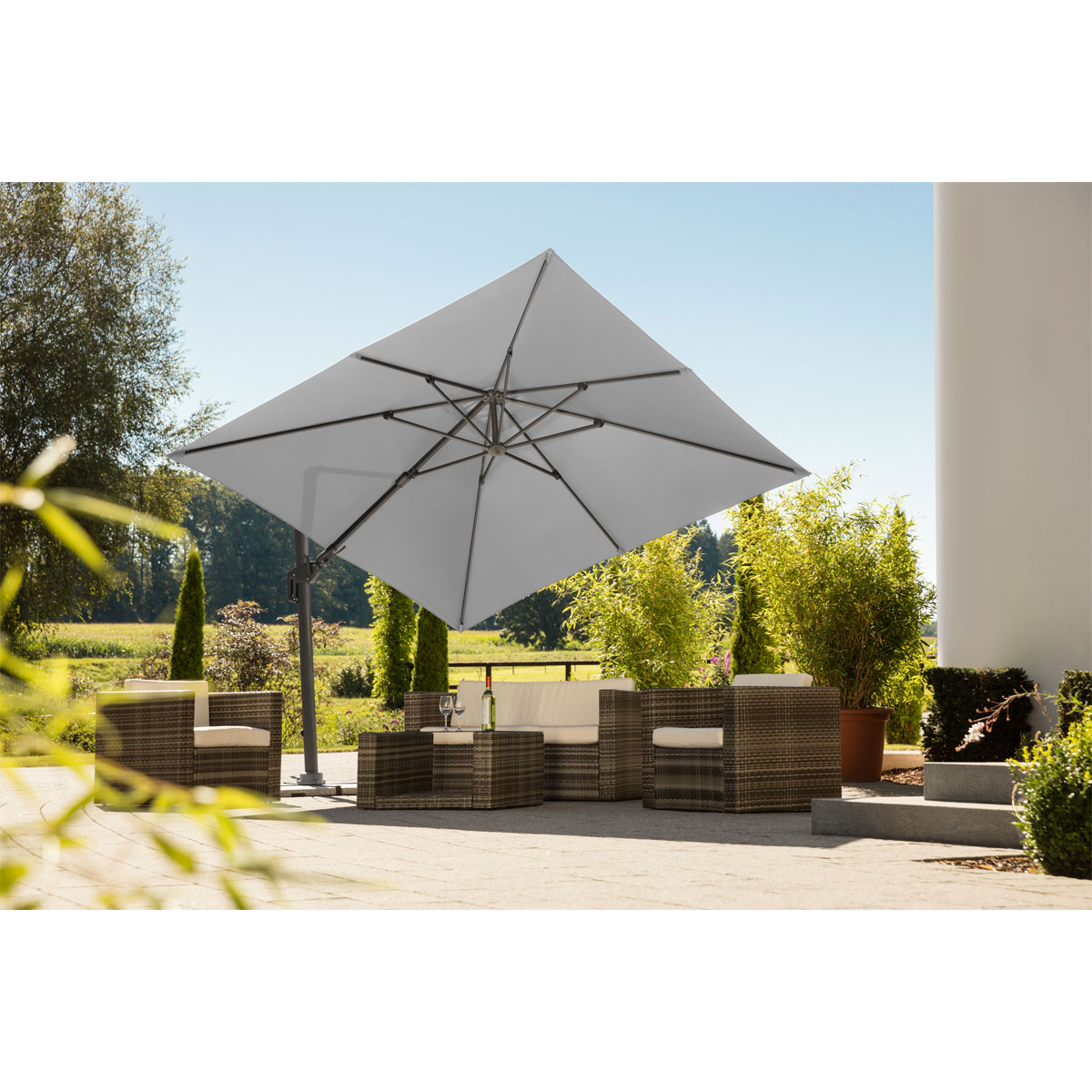 Schneider Schirme Sonnenschirm Rhodos Twist 300 x 300 cm silbergrau Bild 8