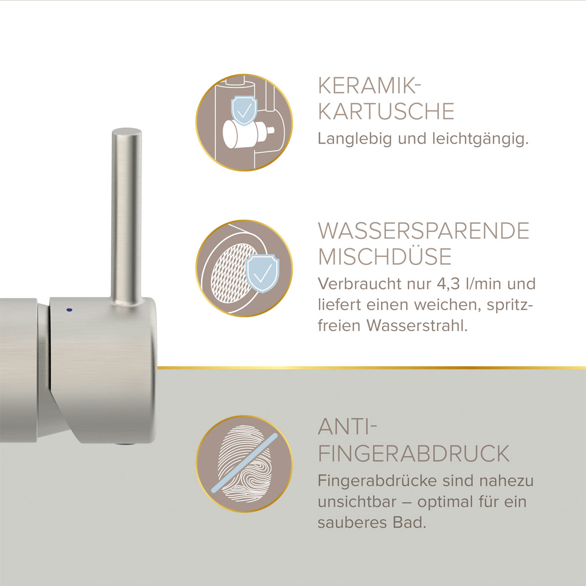 LENZ Waschtischarmatur Moana Easy-Clean Edelstahl Bild 6