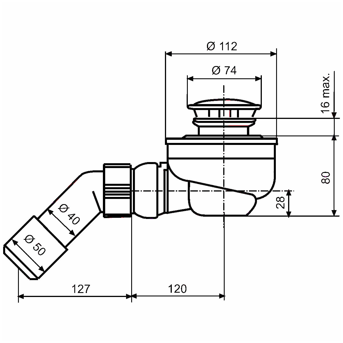 Ottofond Ablauf für Brausetasse Tasso 50 chrom Bild 2