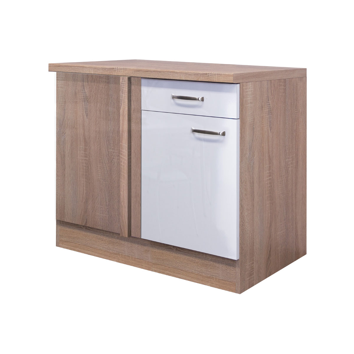 Flex-Well Küchen-Eckunterschrank „Valero“, 110x86x60 cm, weiß/Sonoma Eiche