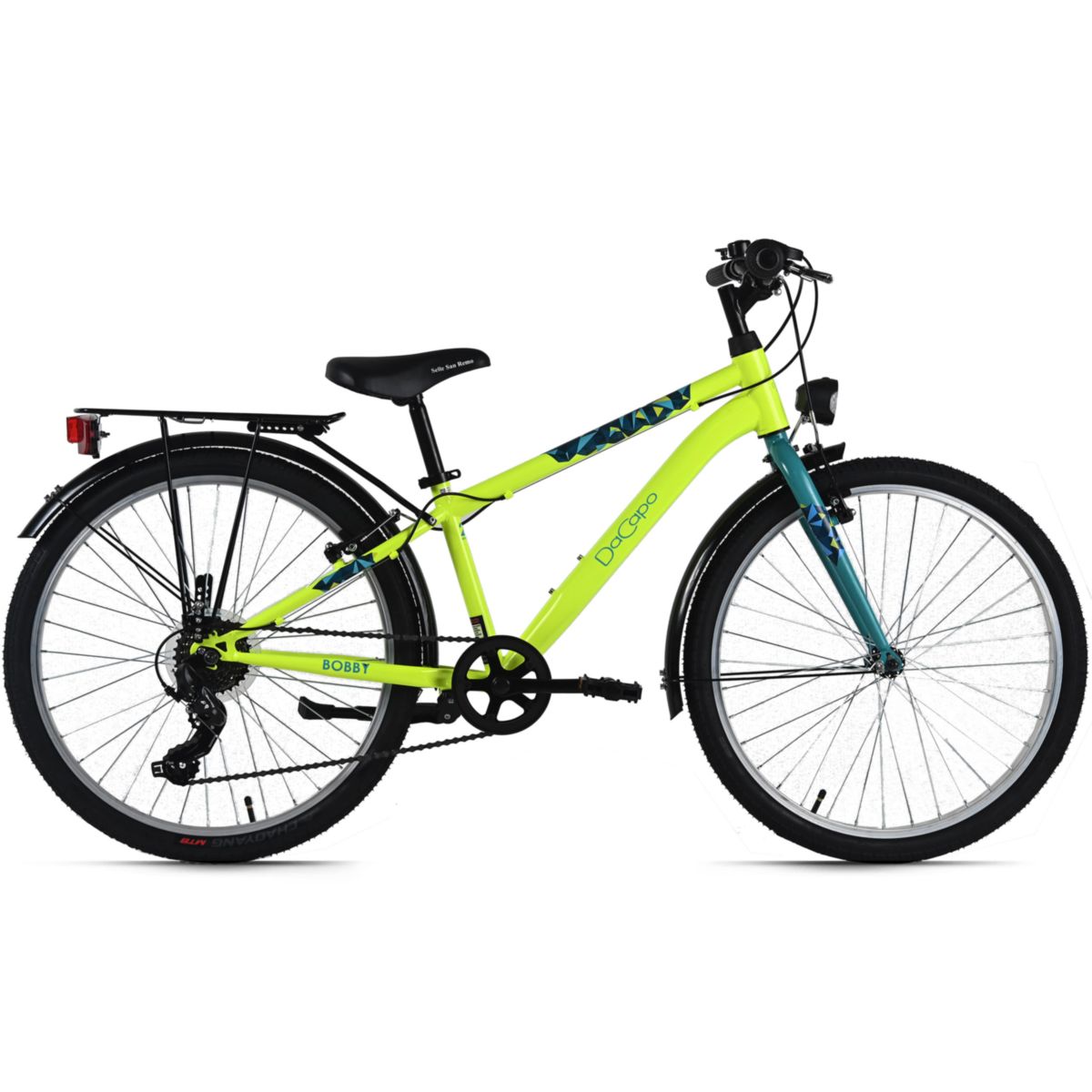 Adore DaCapo Kinderfahrrad 24" Bobby Gelb 7 Gänge RH 32 cm mit Beleuchtung - Ab 8 Jahre