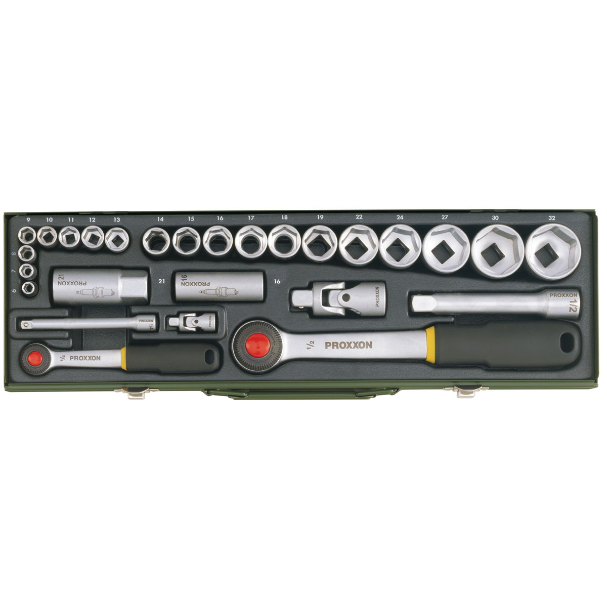 Proxxon Industrial Steckschlüssel-Satz 1/4 und 1/2 Zoll 27-teilig