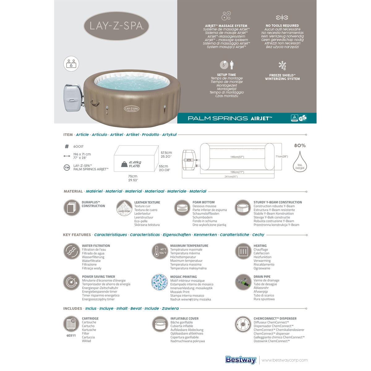 Bestway AirJet Palm Springs Durchmesser 196 x 71 cm Bild 29