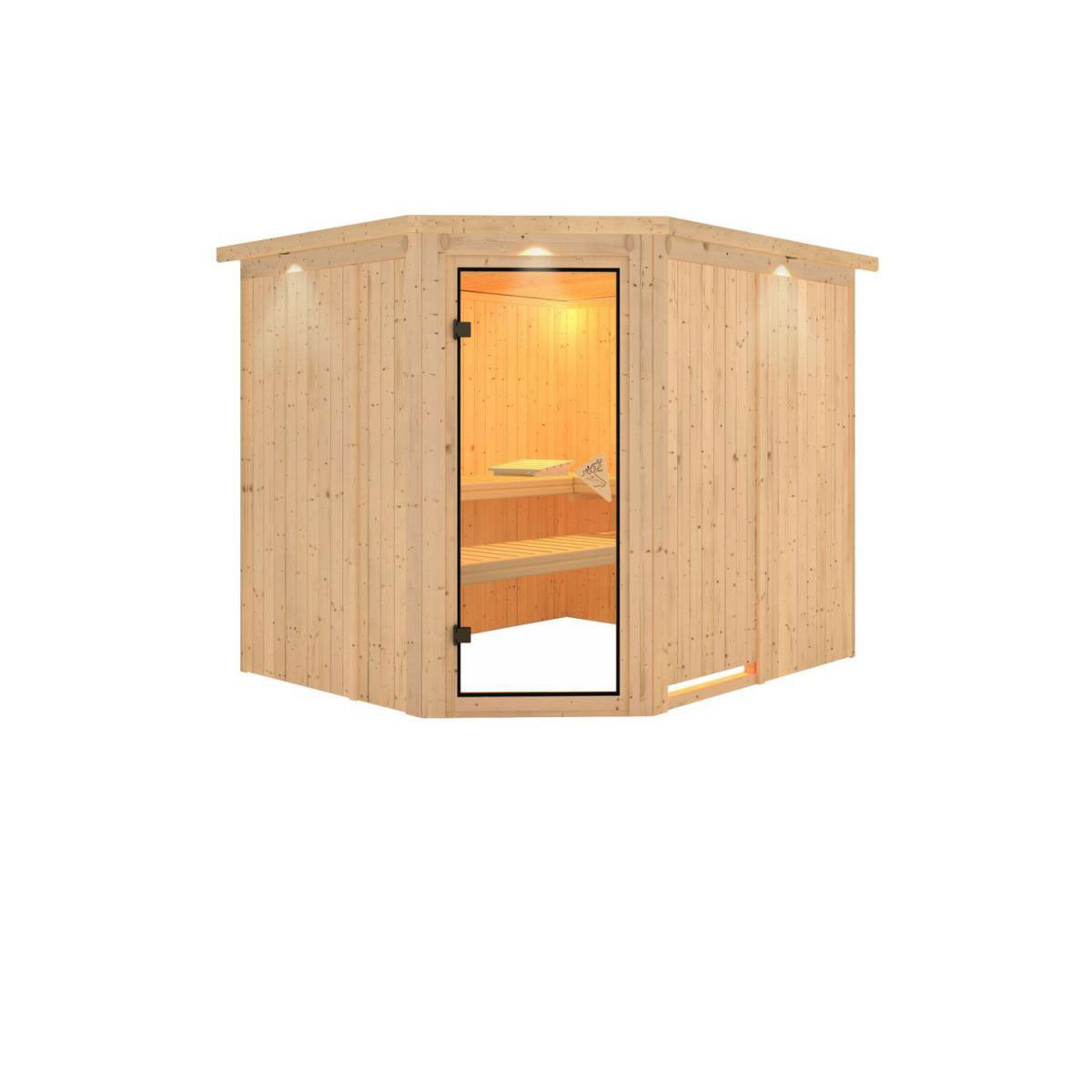Karibu Systemsauna Malin 68 mm ohne Ofen inkl Dachkranz Bild 2