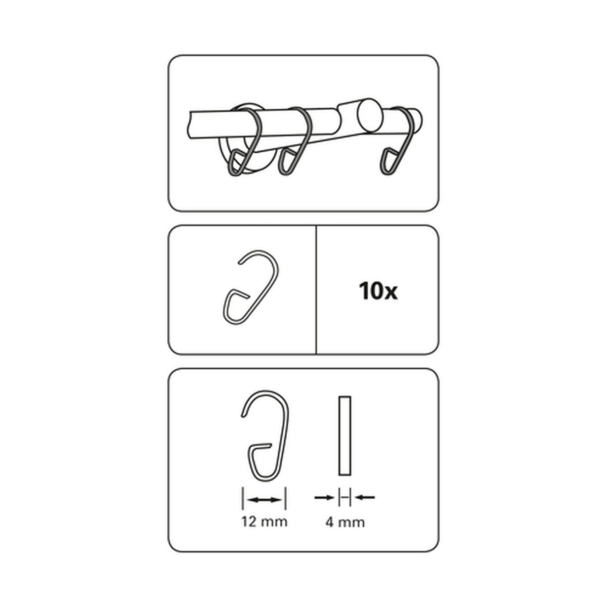 Gardinia Durchschleuderhaken 3,5 cm für Durchmesser 12 mm Edelstahl Bild 2