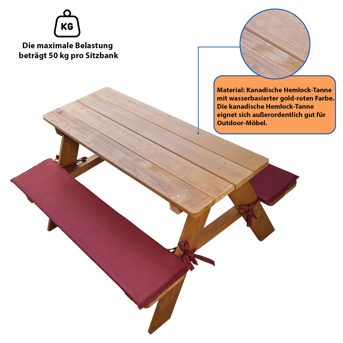 Coemo Kinder-Sitzgruppe Picknicktisch/Spieltisch Holz Bild 2