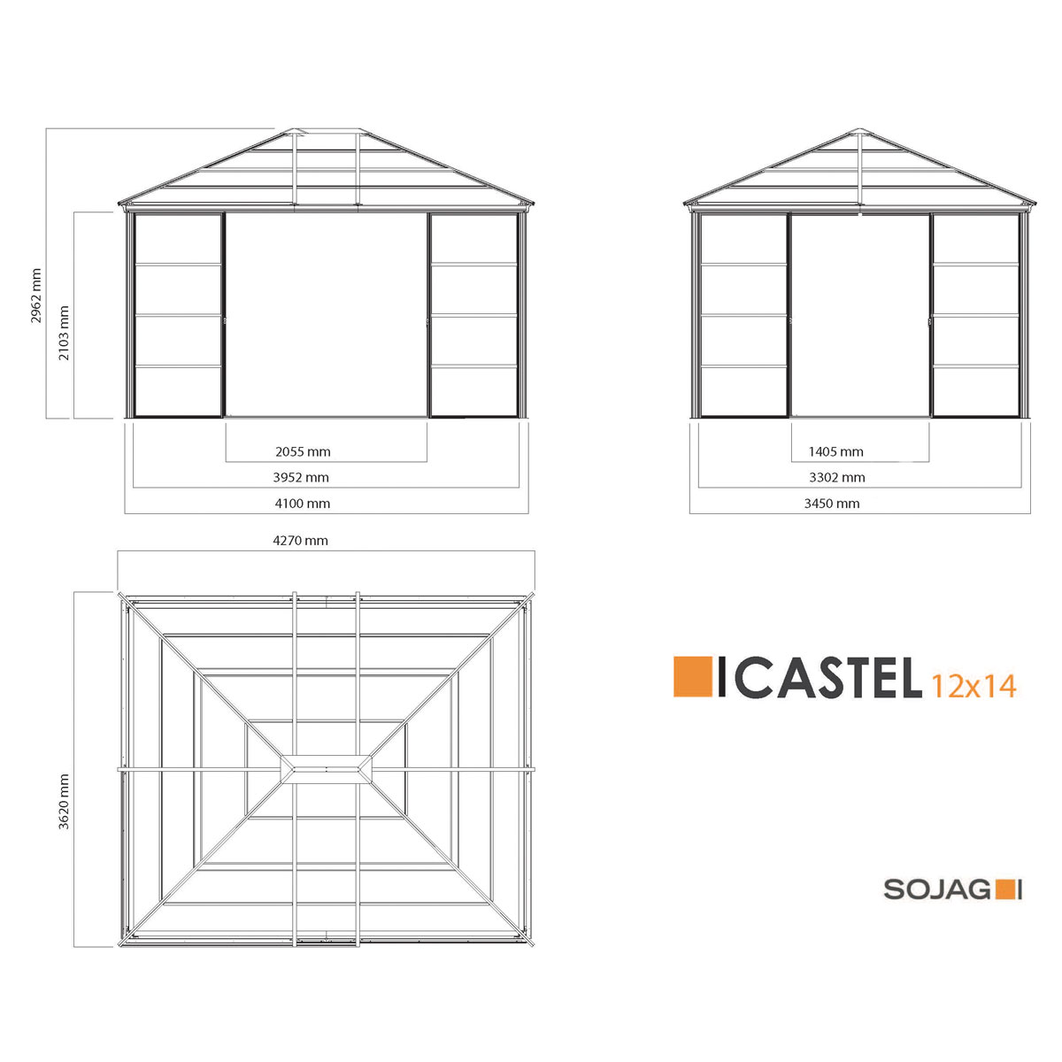 Sojag Pavillon Castel 1214 362,08x427,08x296,28cm Bronze Bild 8