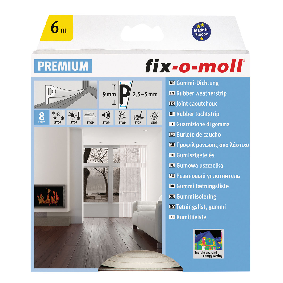 P-Profildichtung selbstklebend weiß 6m 9x5,5 mm Bild 1