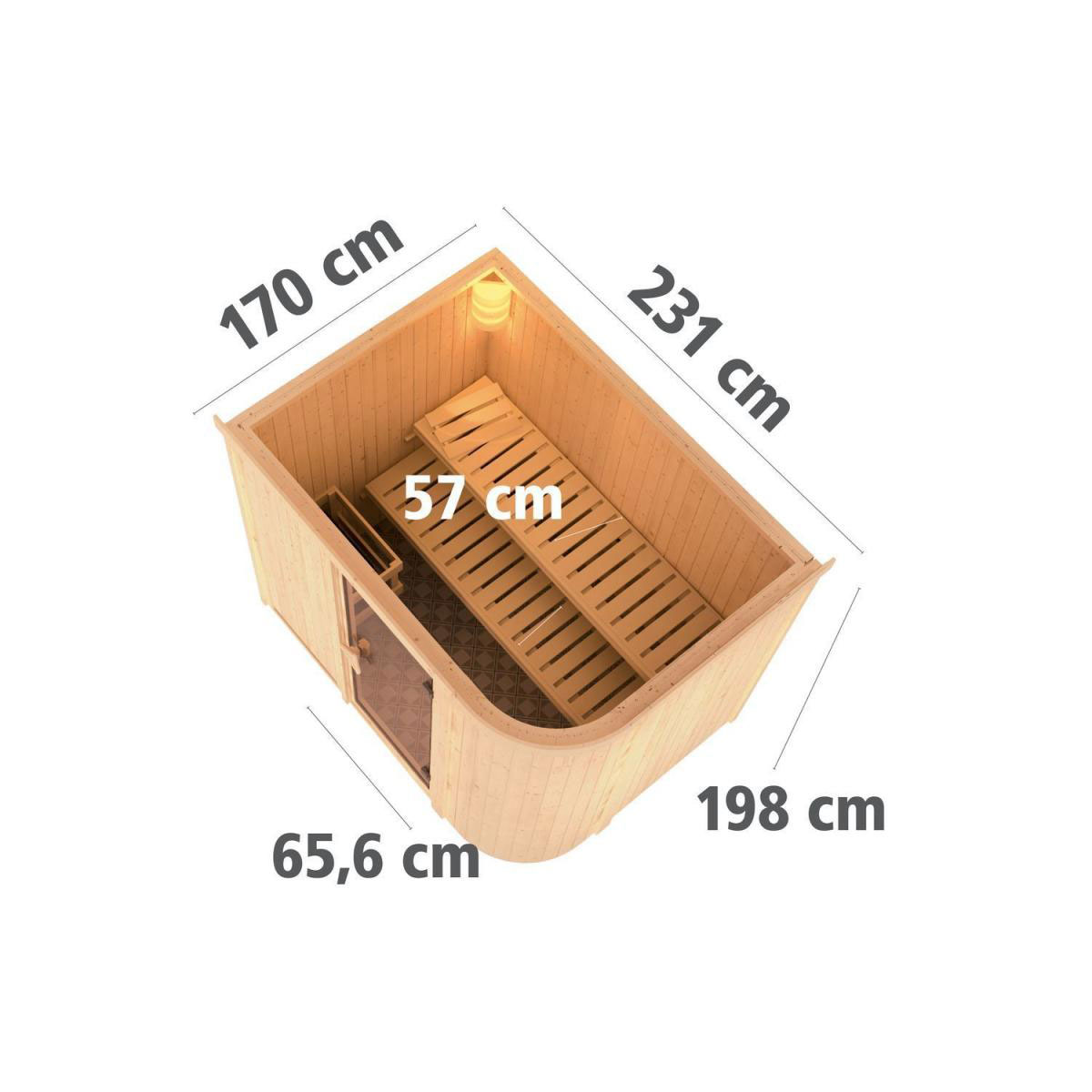 Karibu Sauna Titania 4 Fronteinstieg 9 kW Ofen externe Strg kein Kranz Energiespartür Bild 11