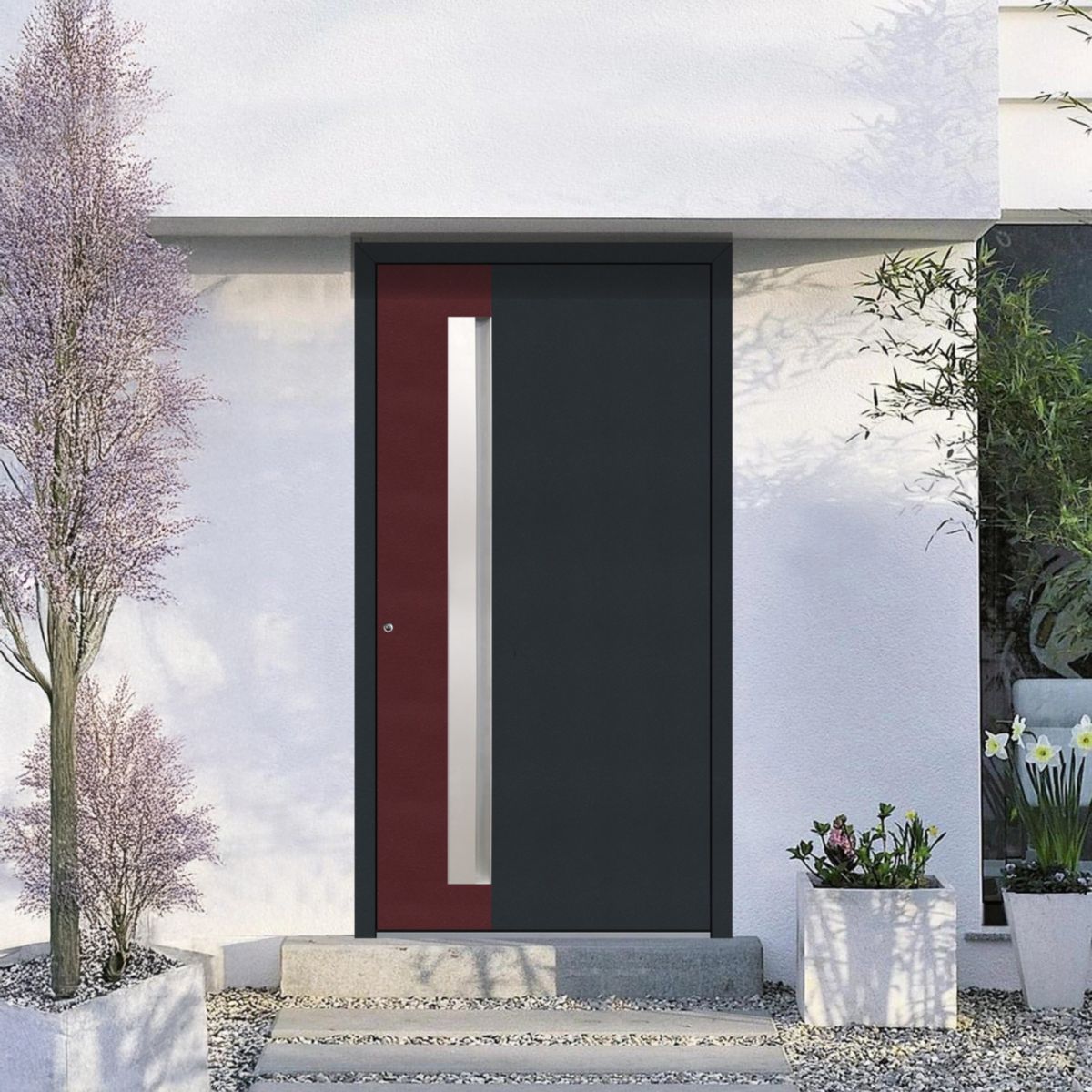 Schüco Aluminium Haustür 806 Bologna Excellent 1100 x 2100 mm RAL9016/3004/7016 DL