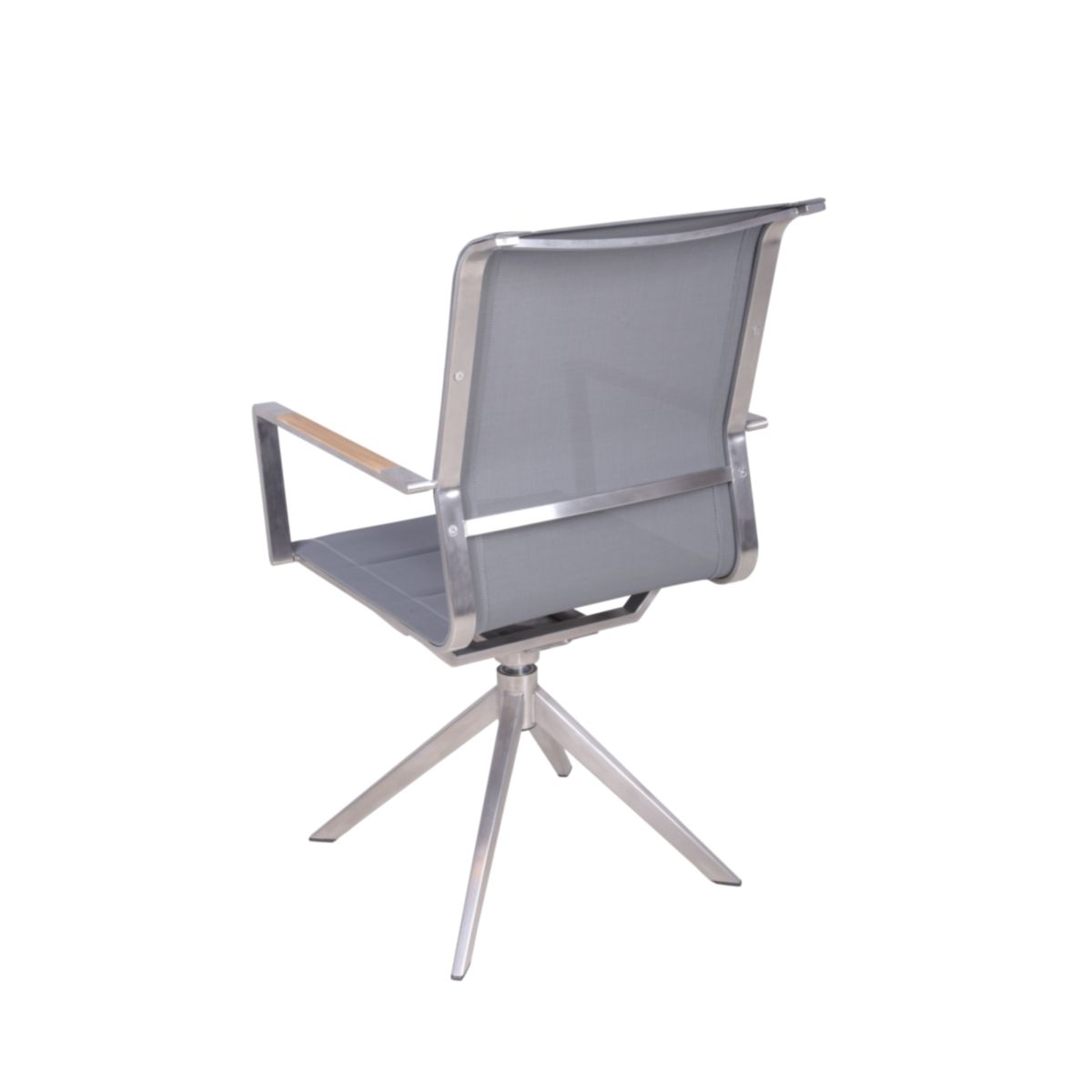 Garden Pleasure Drehstuhl SALIDA. 2er Set Edelstahl, Kunststoffgewebe, Teakholz Bild 3