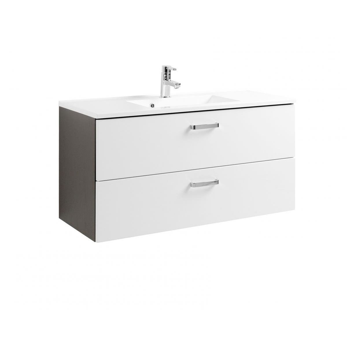 HELD Waschtisch 100 graphitgrau-weiß Hochglanz 2 Auszüge