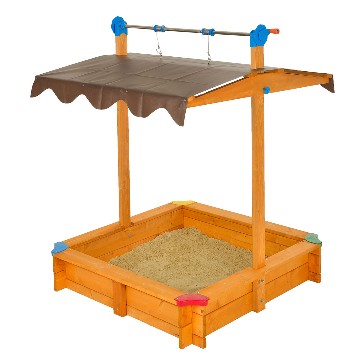 Gaspo Sandkasten Felix 100 x 100 x 120 cm impraegniertes Fichtenholz absenkbares Dach Bild 1