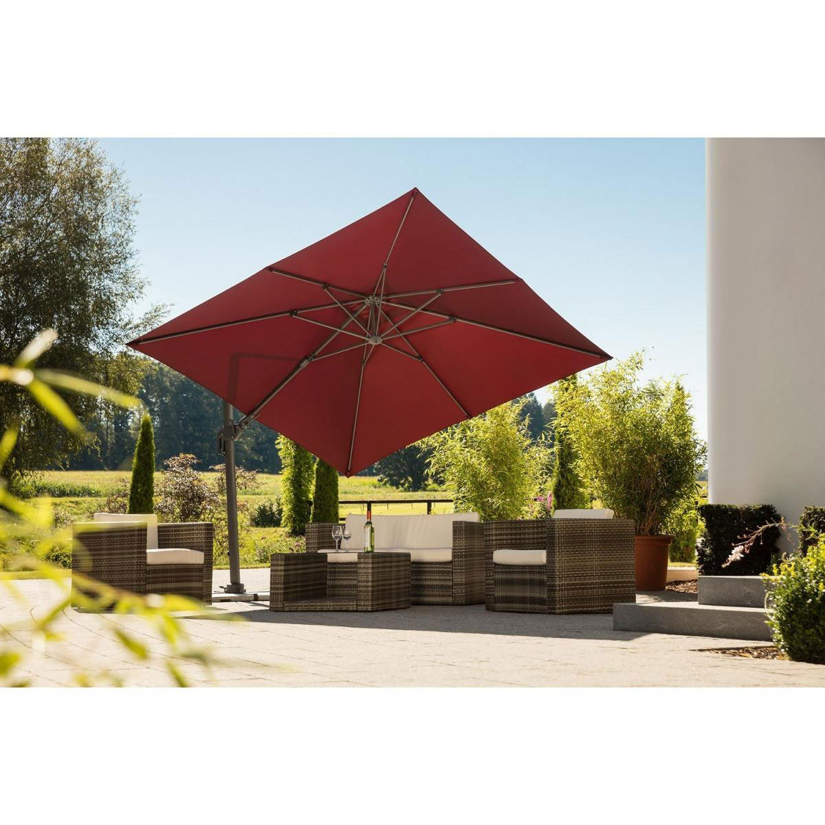 Schneider Schirme Ampelschirm Rhodos Twist 300 x 300 cm Bordeaux Bild 3