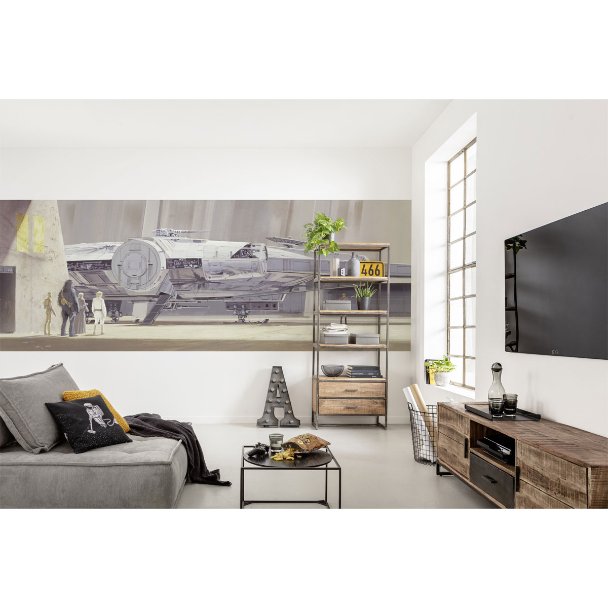 Komar  Papier Fototapete Star Wars Classic Millennium Falcon 368x127 cm