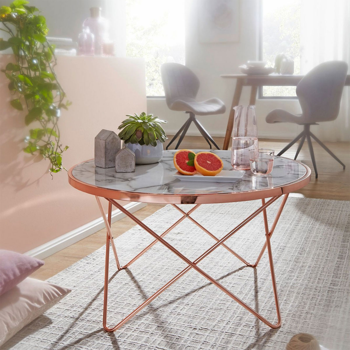 Wohnling Design Couchtisch, Marmor Optik, weiß, 85 cm Bild 4