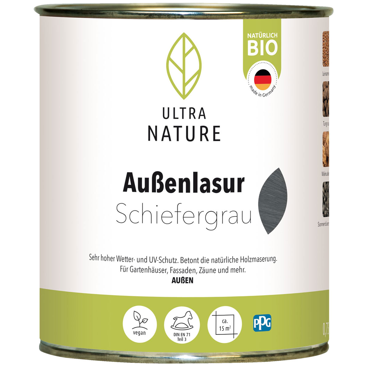 Ultra Nature Außenlasur Schierfergrau 0,75 L