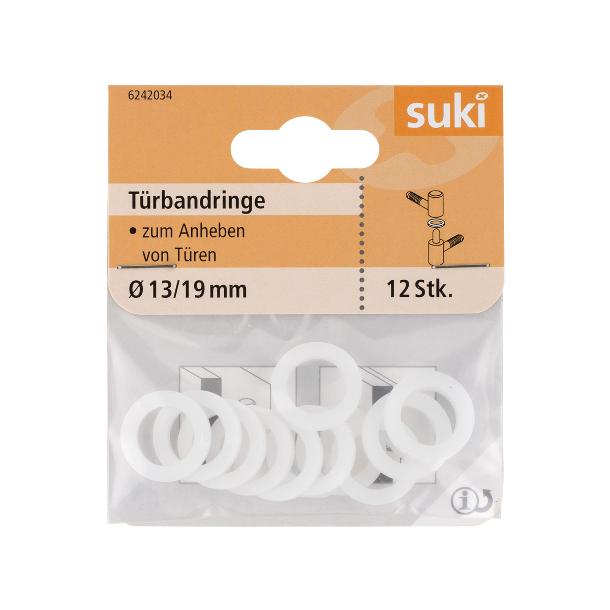 Suki Türbandring Kunststoff Durchmesser 13x Durchmesser 19 x 2 cm 12 Stück Bild 1