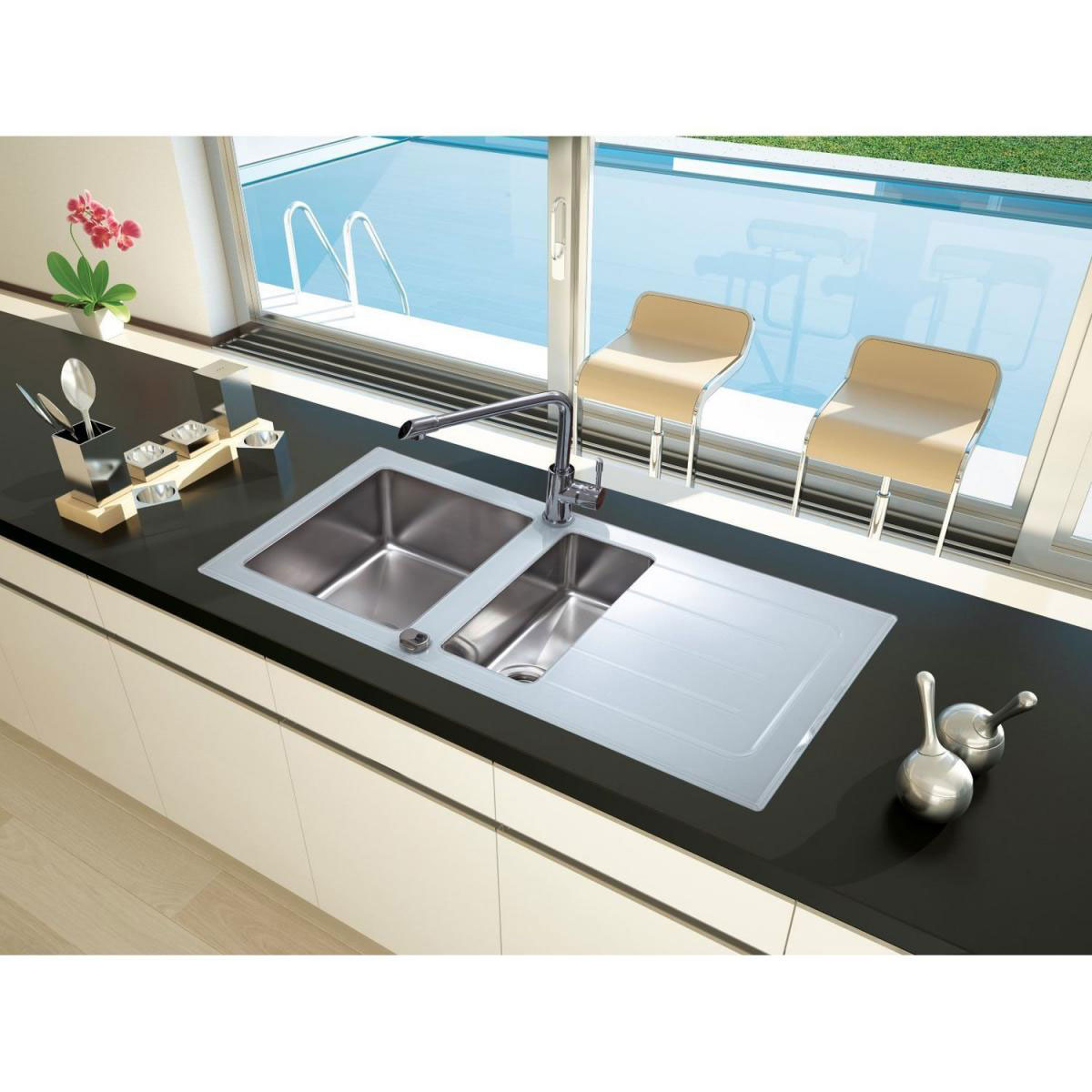 Respekta New York Glasspüle NEWYORK100X50W 100 x 50 cm Weiß Bild 2