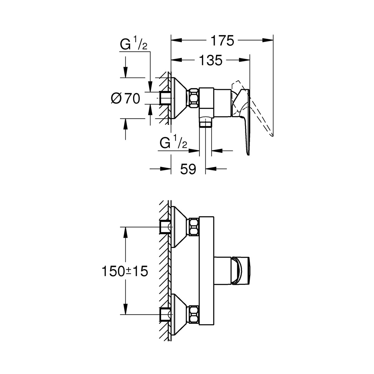 Grohe Einhand-Brausebatterie Start Edge chrom 15 x 13,5 cm Bild 2