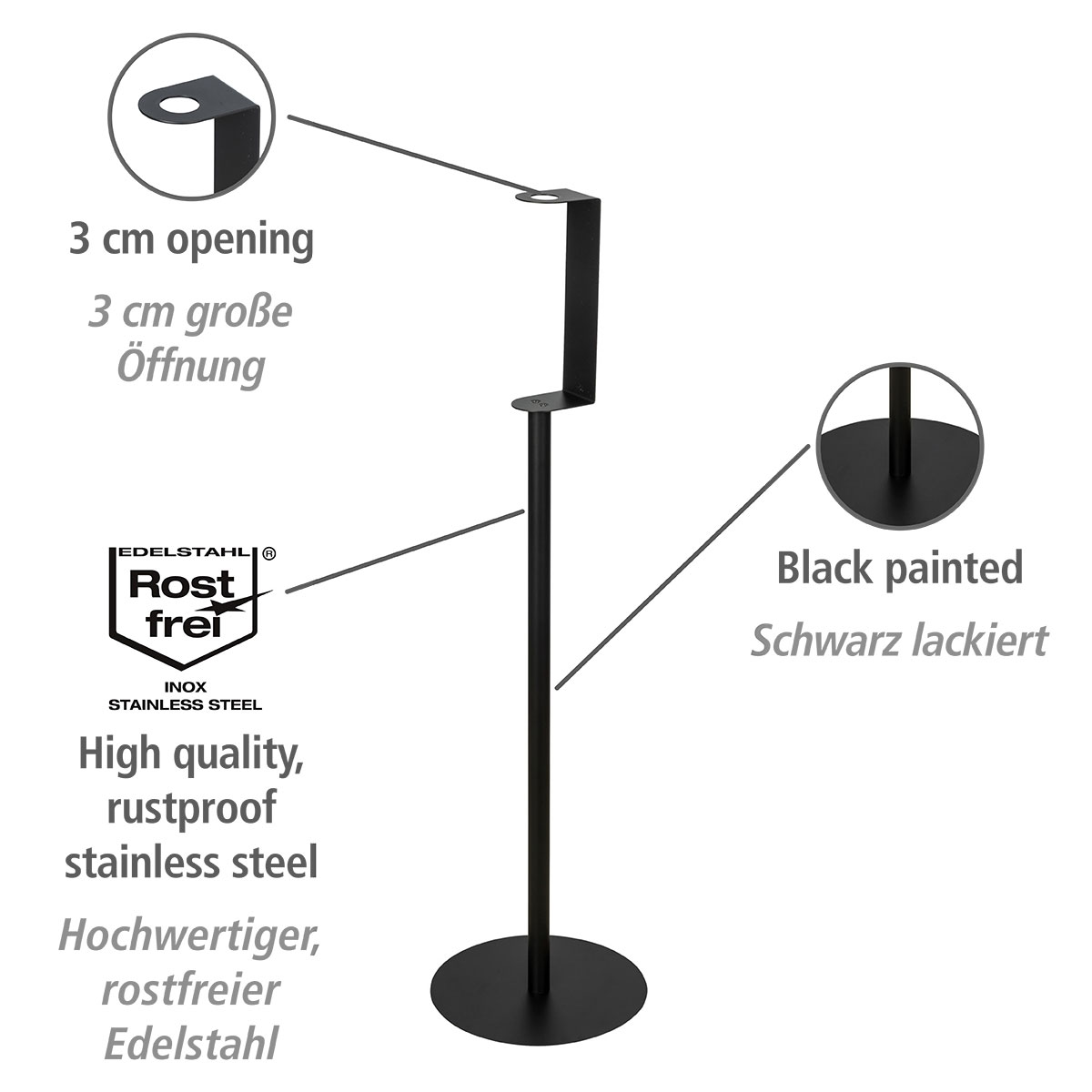 Wenko  Desinfektions-Ständer klein universelle Halterung mit Standfuß für Desinfektionsmittel-Spender mit Gewinde für Pumpköpfe Bild 2