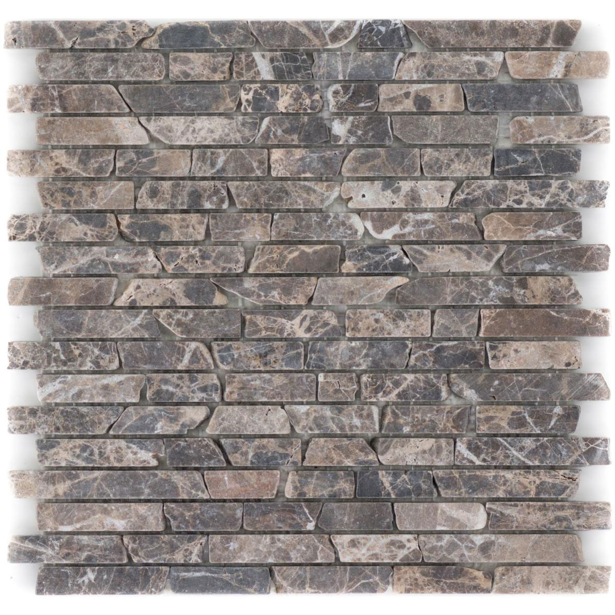 Natursteinmosaik Marmor Marron Slimbrick 30,5 x 30,5 cm