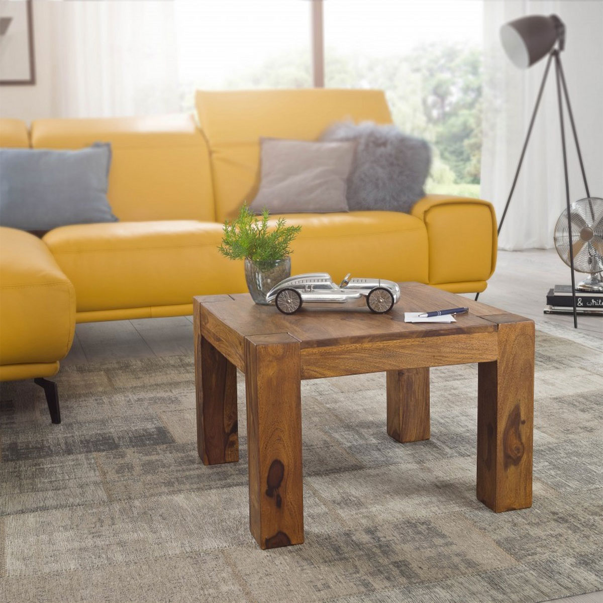 Wohnling Couchtisch „Sheesham“, 60x60 cm, Massivholz