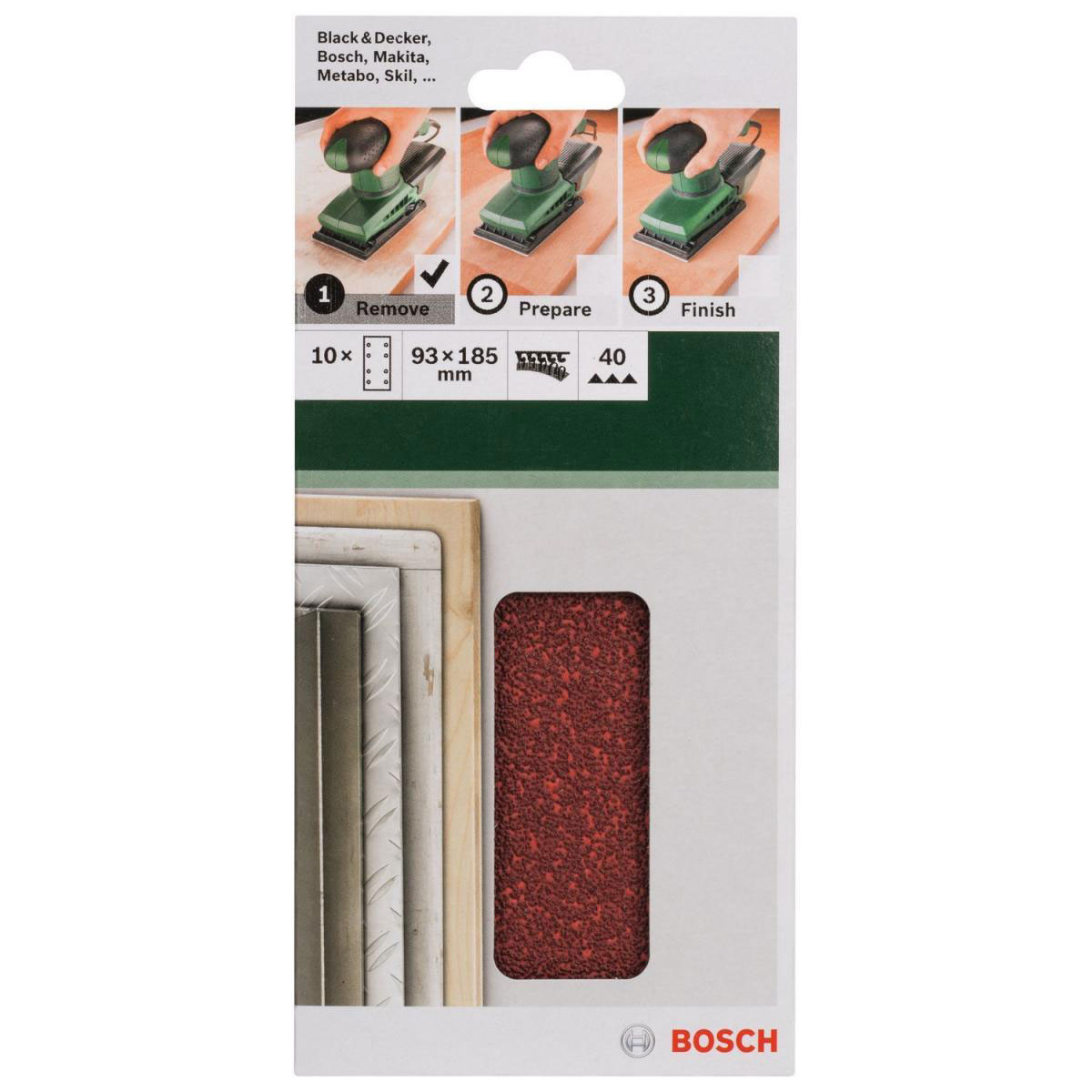 Bosch DIY Schleifblatt 18,5 cm G40 Klett 10 Stück Bild 2